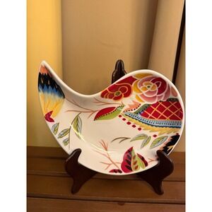 Vida Eva Mendes for Espana Rose Print Paisley Teardrop Serving Plate China 9.5in